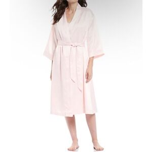 NWT Cabernet by Sleep Sense Pink Satin Nightgown and Robe 2 Piece Set Small